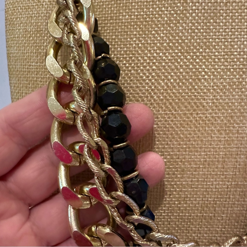 Chunky Statement Necklace- Multistrand Thrice Gol… - image 6